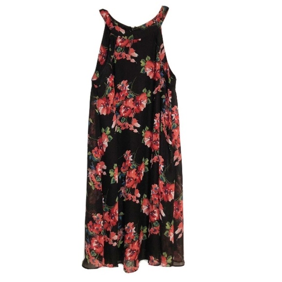 Betsey Johnson Womens Black Floral Dress Size 8 Sleeveless‎ Halter Style - Picture 1 of 15
